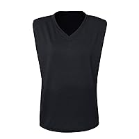 Women Solid V Neck Tank Tops Sexy Casual Summer Sleeveless Tee Shirts Fashion Workout Vest Going Out T-Shirt Blouses
