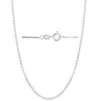 PEORA Solid 925 Sterling Silver Italian Box Link Chain Necklace - 1mm Thin, Sturdy, Hypoallergenic Jewelry for Women with Spring Ring, 16, 18, 20, 22, 24 inches