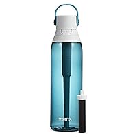 Hard-Sided Plastic Premium Filtering Water Bottle, BPA-Free, Replaces 300 Plastic Water Bottles, Filter Lasts 2 Months or 40 Gallons, Includes 1 Filter, Kitchen Accessories, Sea Glass - 26 oz.