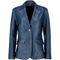 Motorcycle Jackets Leather Blazer for Women - Lambskin Leather Blazers Women - Casual 2-Button Coat Women