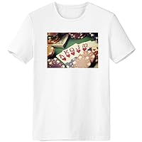 Hearts Flush Poker Gambling Photo T-Shirt Workwear Pocket Short Sleeve Sport Clothing