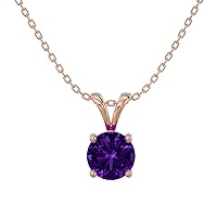 VVS Gems Certified Classic 10K Gold Beautiful Round Cut 0.25 Carats Created Gemstone Solitaire Pendant Necklace for Women, Birthstone Jewelry