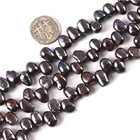 GEM-Inside Freshwater Pearl Gemstone Loose Beads 5-6X7-8mm Oval Dark Energy Power Beads for Jewelry Making 15