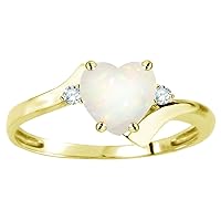 Heart Shape 6mm Genuine Opal bypass Ring 14kt Gold
