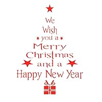 Christmas Window Stickers, Wall Stickers We Wish You Merry Christmas and a Happy New Year Window Sticker Letter Tree Wall Sticker Decals Window Door Xmas Decorations Red