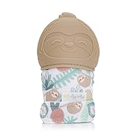 Itzy Ritzy Silicone Teething Mitt - Soothing Infant Teething Mitten with Adjustable Strap, Crinkle Sound & Textured Silicone to Soothe Sore & Swollen Gums - Baby Teething Toy for 3 Months & Up, Sloth