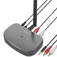 Besign BE-RCA Long Range Bluetooth Audio Adapter, HiFi Wireless Music Receiver, Bluetooth 5.0 Receiver for Wired Speakers or Home Music Streaming Stereo System