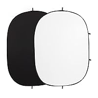 FOTOCREAT-5x6.5ft(1.5x2m) Black/White Double-Sided Pop-Up Collapsible Backdrop -Reflector Photo Backdrop Background for Video & Photo