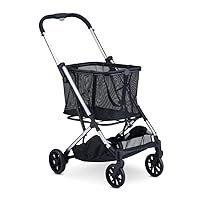 Joovy Boot Shopping Cart Featuring 70 lbs Total Weight Capacity, Stylish Removable Tote, Swivel Tires for Easy Steering, One-Handed Compact Fold, and One-Step Parking Brake (Silver Frame)