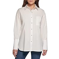 DKNY Women's Casual Oversized Buttonup Top
