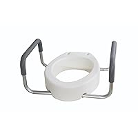 Raised Elevated Toilet Seat Riser for an Elongated Toilet with Padded Aluminum Arms for Support and Compatible with Toilet Seat, Elongated, 19 x 14 x 3.5