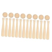 60 Pcs Mini Baseball Unfinished Mini Wood Unpainted Baseball Bat Beads Small Wooden Baseball Unfinished Wooden Round Ball Miniature Toys Keychain for Kids Wooden Doll Natural Child