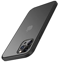 TENDLIN Compatible with iPhone 12 Case/Compatible with iPhone 12 Pro Case Translucent Matte Hard Back with Soft Silicone Bumper Comfortable Case (Black)