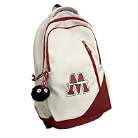 Kawaii Backpack Aesthetic Backpack Backpacks with Cute Pendant, Adorable Shoulder Bag (Red White)