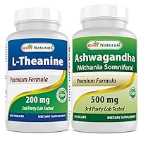 Best Naturals L-Theanine 200mg & Ashwagandha Extract 500 Mg