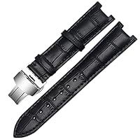 Gnuine leather watchband for GC wristband 22 * 13mm 20 * 11mm Notched strap with stainless steel butterfly buckle BAND (Color : 10mm Gold Clasp, Size : 22-13mm)