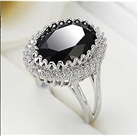 KOICCVQQ 925 Sterling Silver Black Onyx Women's Cocktail Ring Statement Ring for Women- Stone Gemstone Christmas Gifts Ring Jewelry Sizes 6-10 (Size 6)