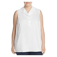 Foxcroft Womens Stretch Darted Button Back Sleeveless Collared Blouse