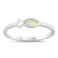 CHOOSE YOUR COLOR Sterling Silver Fish Ring