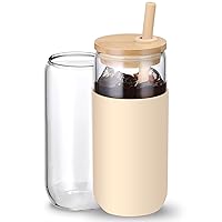NETANY [ 8pcs Set ] Drinking Glasses with Glass Straw - 16oz  Can Shaped Glass Cups, Beer & Iced Coffee Glasses, Cute Tumbler Cup, Ideal  for Whiskey, Soda, Tea, Water