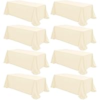 8 Pack Rectangle Tablecloth,90 x 132 inch Beige Tablecloth Polyester Table Cloth for 6 Ft Rectangle Tables,Stain and Wrinkle Resistant Washable Fabric Table Covers for Wedding,Restaurant,Party