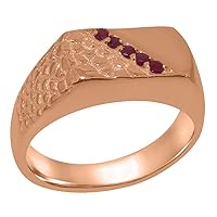 LBG 18k Rose Gold Natural Ruby Mens band Ring - Sizes 6 to 12 Available
