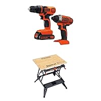 Black & Decker 20V MAX Drill/Driver Impact Combo Kit with BLACK+DECKER WM425-A Portable Project Center and Vise