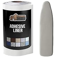 Gorilla Grip Adhesive Liner and Ironing Board Cover, Adhesive Liner Size 11.8 in x 10 FT Clear, Removable Easy Install, Ironing Board Cover Size 15x54 in Silver, Elastic Edge, 2 Item Bundle