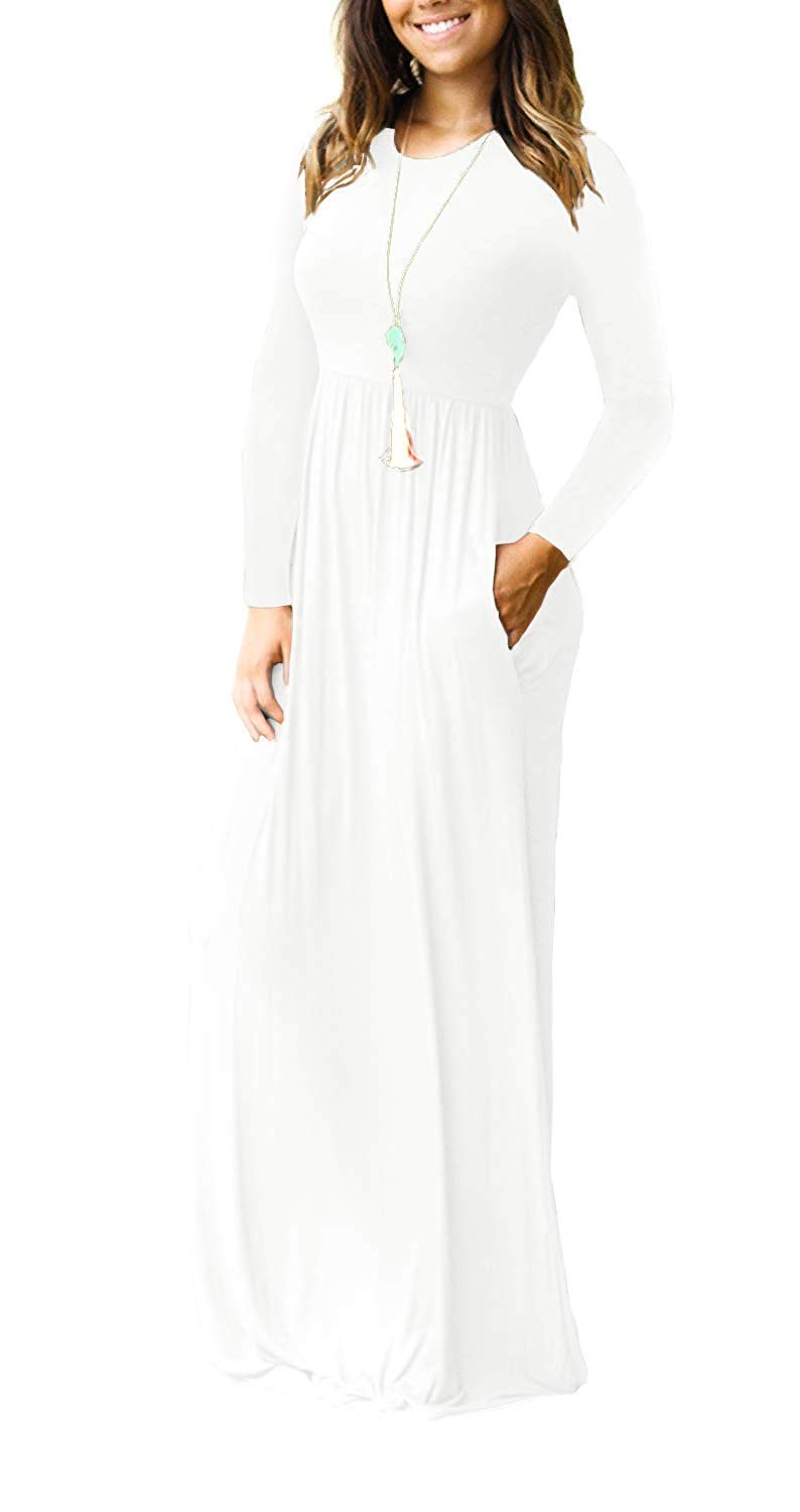 VIISHOW Women's Long Sleeve Loose Plain Maxi Dresses Casual Long Dresses with Pockets
