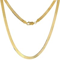2.5 to 4 mm 10k Gold Herringbone Chain Necklace for Women and Men Beveled Edges High Polished Lobster Clasp 16-20 inch