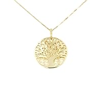 Lucchetta - 14 karat Yellow Gold Tree of Life Pendant Necklace | 16+2 inch | Womens Real 14k Gold Necklaces | Authentic Fine Jewelry from Italy