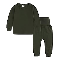 Kids 3 Piece Clothes Toddler Kids Baby Boy Girl Clothes Unisex Solid Sweatsuit Long Sleeve Warm Fleece (AG, 3-6 Months)