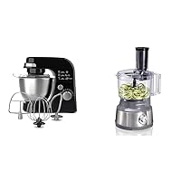 Hamilton Beach Electric Stand Mixer, 4 Quarts, Dough Hook, Black & Food Processor & Vegetable Chopper for Slicing, Shredding, Mincing, and Puree, Stainless Steel