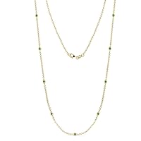 9 Station Emerald Cable Petite Necklace 0.25 ctw 14K Yellow Gold