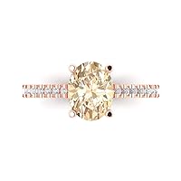 Clara Pucci 2.71ct Oval Cut Solitaire W/Accent Genuine Natural Brown Morganite Engagement Promise Anniversary Bridal Ring 18K Rose Gold