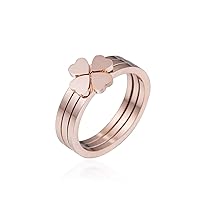 18k Rose Gold-Plated Heart Clover Ring