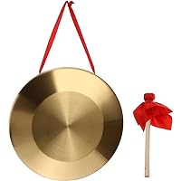 Universal Gong And Wooden Mallet 12.58 inch Tam Tam Gong Traditional Chinese Percussion Instrument With Copper Decoration Chau Gong For Home And Office