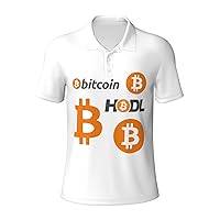 Bitcoin Logo HODL BTC Crypto Cryptocurrency Men’s Polo Shirts Casual Short Sleeve for Men