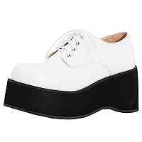 Women's Platform Oxfords Goth Wedge Patent Leather Lace Up Gothic Shoes