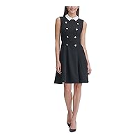 Tommy Hilfiger Women's Collar Fit and Flare Dress, Black, 10