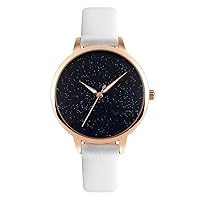 Fashion Starry Sky Ladies Watch Waterproof Simple Compact Personality Quartz Watch Elegant Temperament Female Watch Stainless Steel Buckle Leather Strap