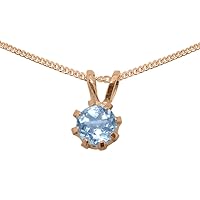 Solid 9ct Rose Gold Natural Aquamarine Womens Pendant & Chain Necklace - Choice of Chain lengths