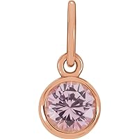14ct Rose Gold Simulated Pink Tourmaline Posh Mommy Simulated Charm Pendant Necklace Jewelry for Women