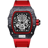 Michard Series Men's Double-Sided Openwork Barrel Fully Automatic Quartz Wristwatch Bull Dial Luminous Rotating Hands
