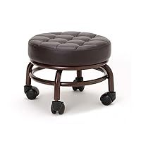 Pedicure Foot Stool Beauty Salon SPA Foot Bath Footstool Two Color Optional Thick Support Seat Quality Wheels ET28499（Dark Brown）