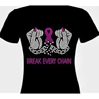 Break Every Chain Awareness Rhinestone Transfer Iron on Bling Black Unisex T-Shirt