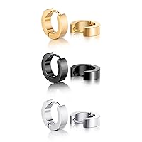 Stainless Steel Hoop Earrings for Women Men Minimalist Huggie Earrings Gold Silver Black Hypoallergenic Small Round Earrings
