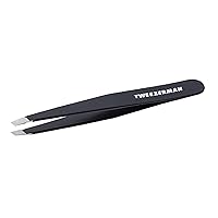 Stainless Steel Slant Tweezer - Eyebrow Tweezers for Women and Men (Black)