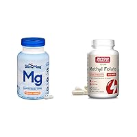 SlowMag Muscle + Heart Magnesium Chloride with Calcium Supplement & Jarrow Formulas Extra Strength Methyl Folate 400 mcg