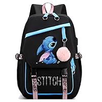 Anima cartoon Student Laptop Backpack with USB Charging Port Large Casual Daypack Travel Schoolbag for Boys Girls
